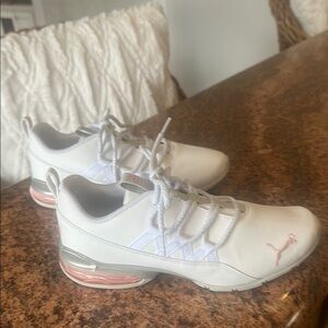 Puma White and Pink Sneakers with Chunky Cushioning